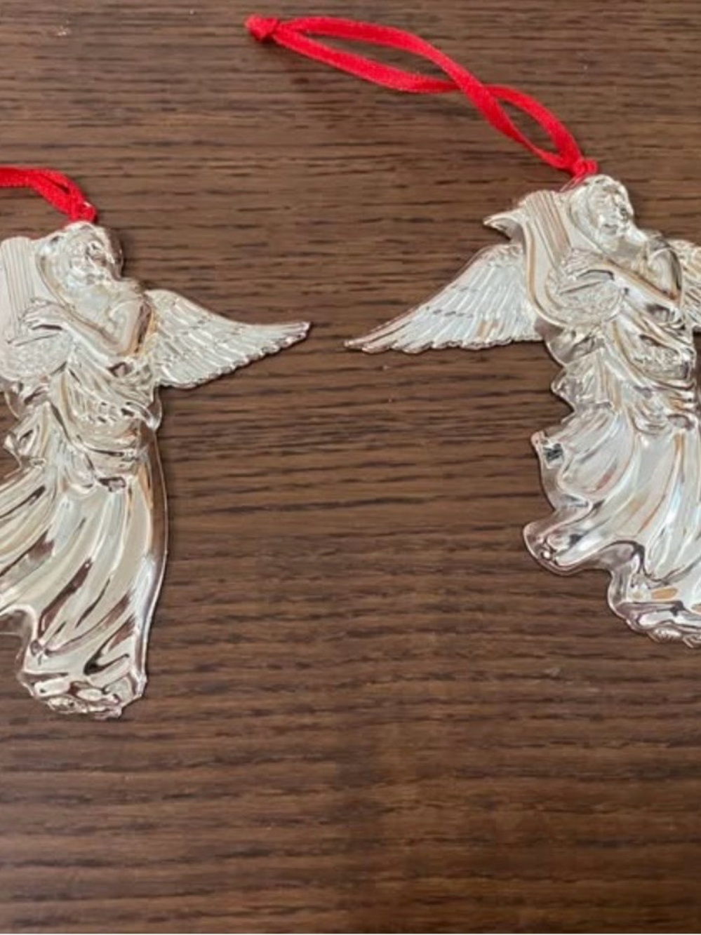Towle Silver Angel Ornaments with Red Ribbon